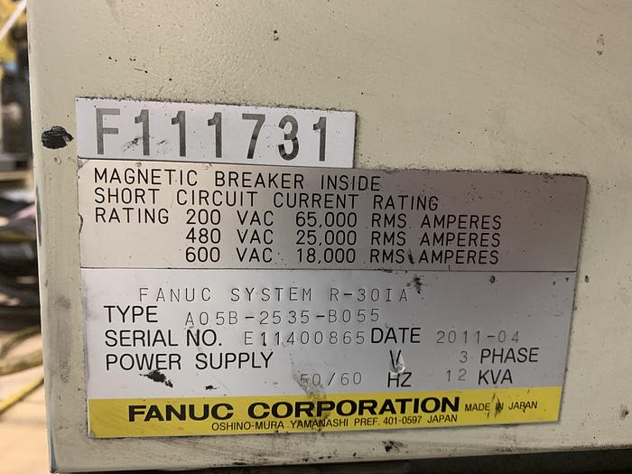 Used FANUC R2000iB/210F 210KG X 2655MM REACH 6 AXIS CNC ROBOT W/R30iA CONTROLS WITH ARO SERVO GUN