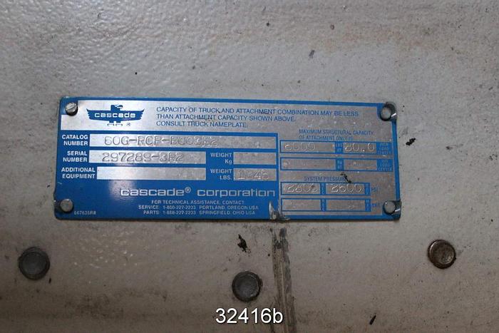 Used Cascade 60G-RCP-B003R2 6000Lb Capacity Roll Clamp #32416