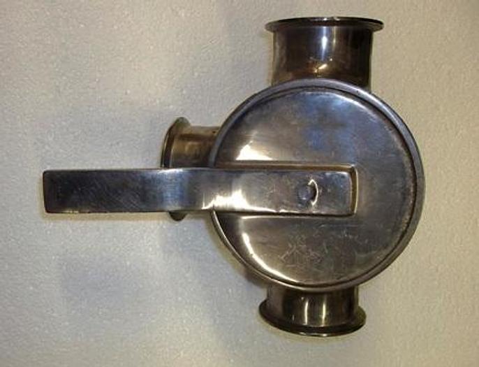 Used 3" Triclover 3 way stainless steel valve - Stainless Fittings Equipment