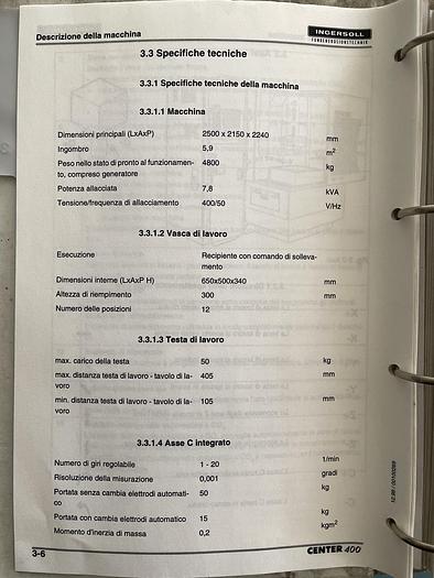 Buone Elettroerosione a Tuffo Cnc INGERSOLL CENTER 400