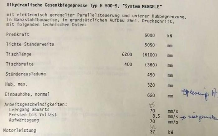 Gebraucht PLOOIBANK MENGELE CNC 500 TON
