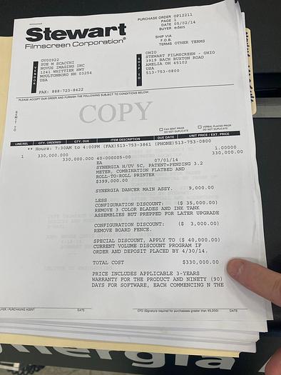 Used Novus Imaging Synergia H/UV Large Wide Format Printer