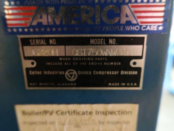 Used QUINCY QSI-750 150 HP ROTARY SCREW AIR COMPRESSOR