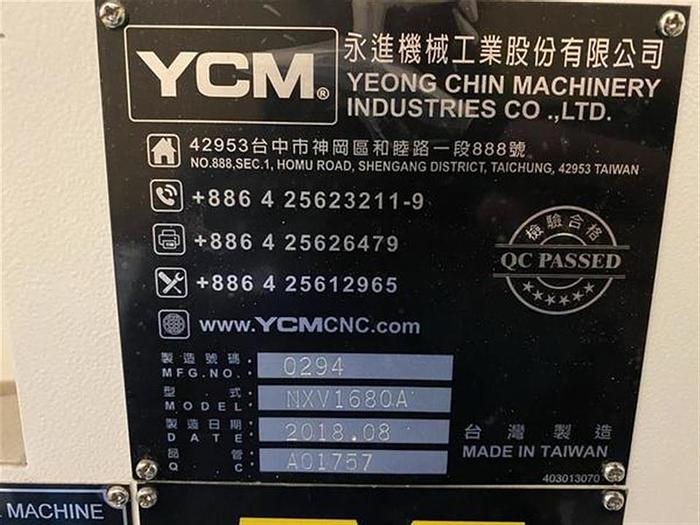 Used 2018 YCM NXV1680A