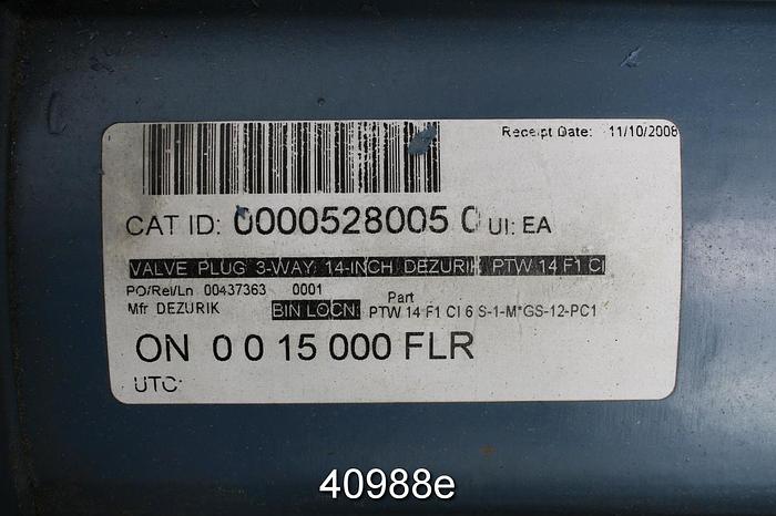Unused Dezurik PTW 14" Three-Way Plug Valve #40988