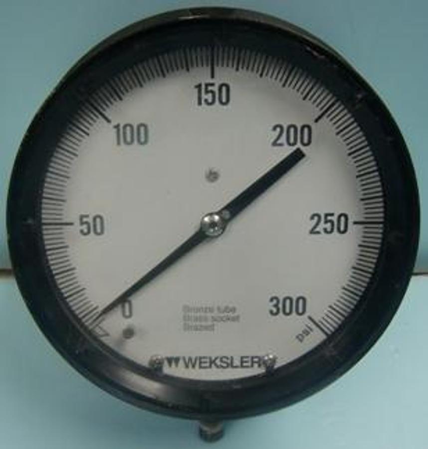 Used QTY. 1. WEKSLER BRONZE TUBE BRASS SOCKET BRAZED GAUGE READING 0-300 PSI.