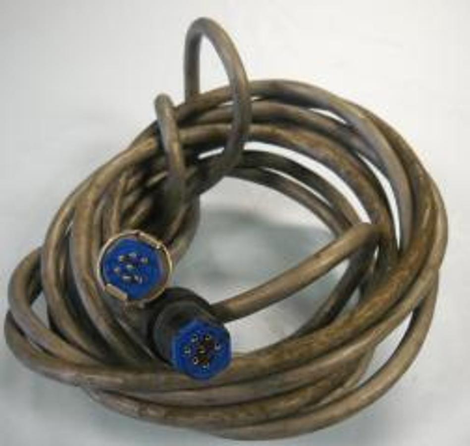 Used QTY. 1. AMPHENOL EQUIPMENT CABLE GREY 11 FOOT 10 INCHES 7 PIN OCTAGON FEMALE 7 PIN OCTAGON MALE.