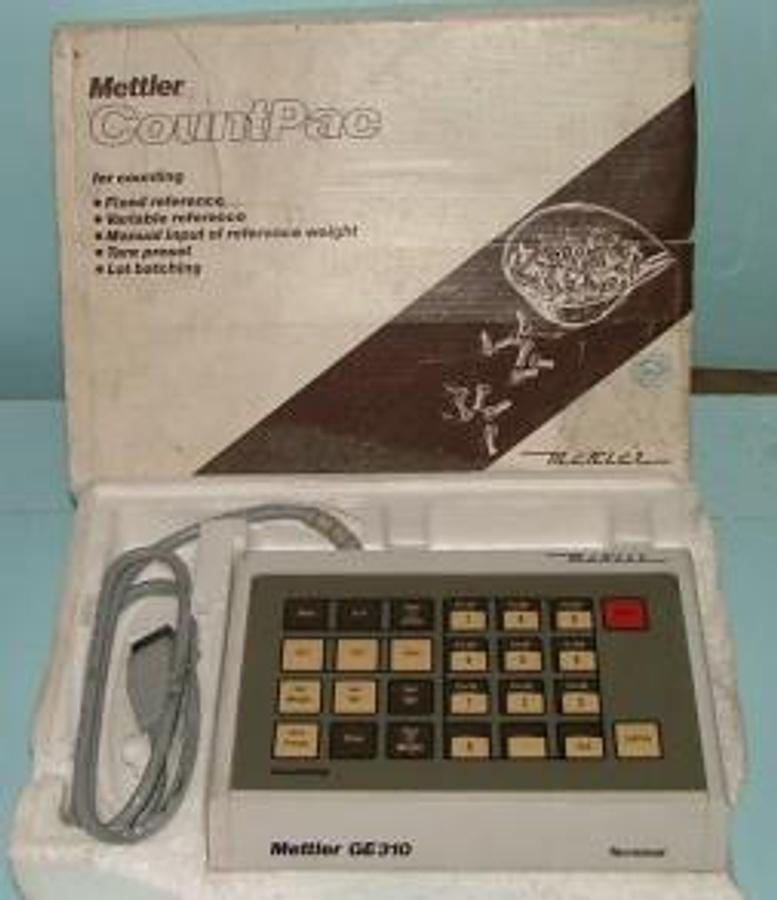 Used . QTY. 1. METTLER GE310 COUNT PAC FOR COUNTING FIXED REFERENCE VARIABLE REFERENCE MANUAL INPUT OF REFERENCE WEIGHT TARE PRESET LOT BATCHING.
