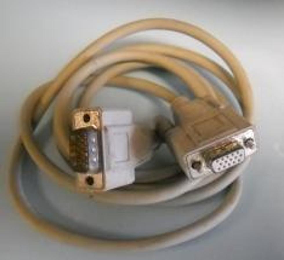 Used QTY. 1. EQUIPMENT CORD GREY 5' 8" 14 PIN MALE 15 PIN FEMALE.