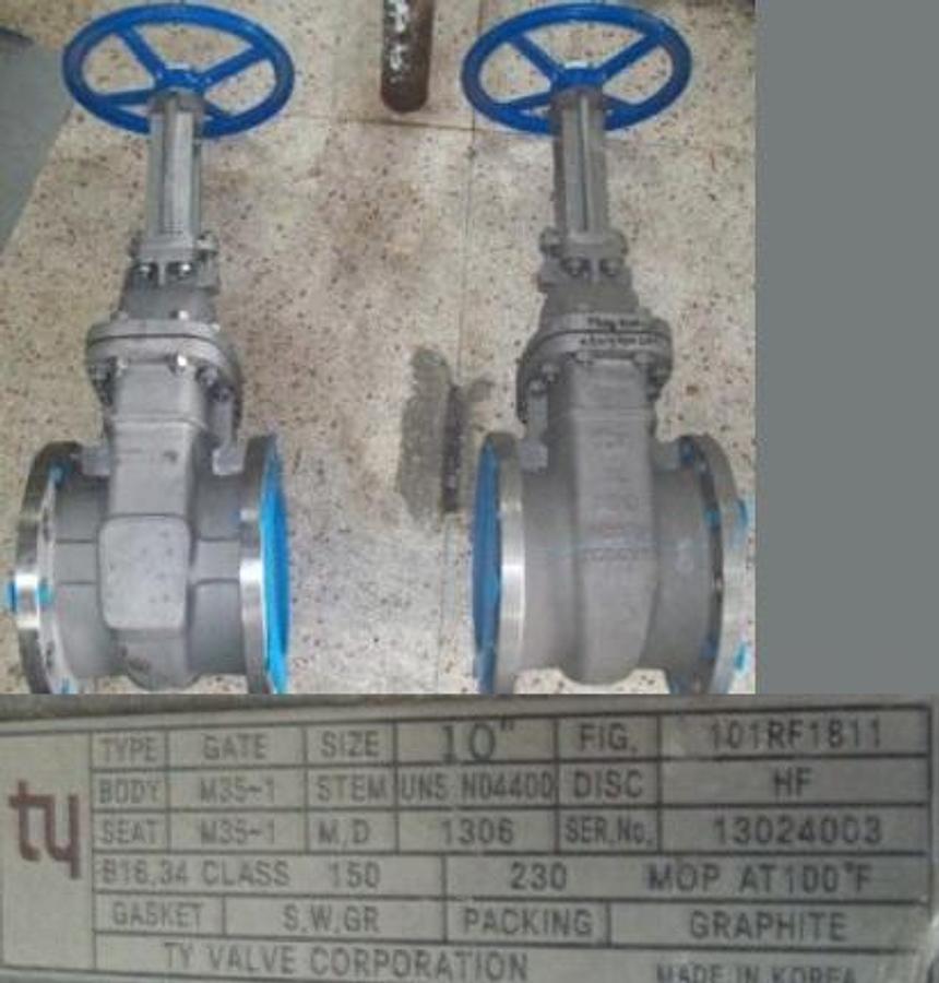 Used QTY. 1. TY VALVE CORPORATION 10" 150
