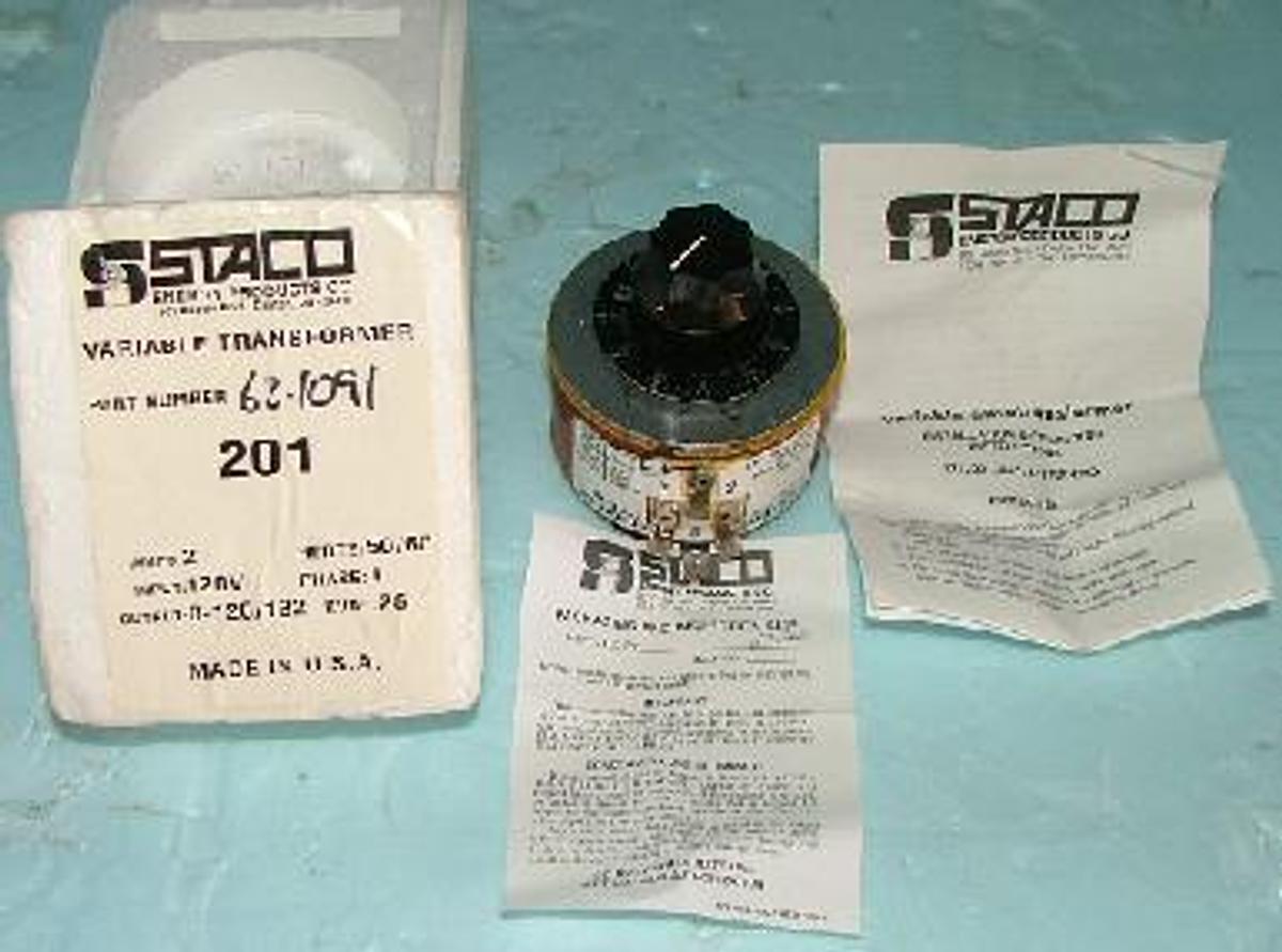 Used STACO VARIABLE TRANSFORMER P/N: 62-1091