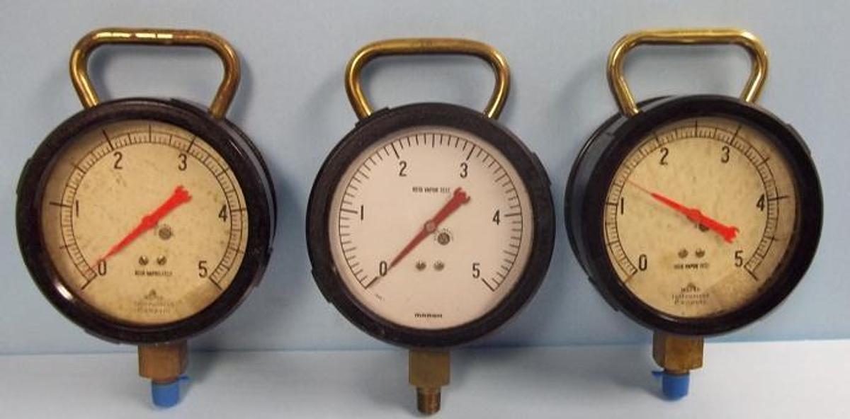 Used MARSH REID VAPOR PRESSURE TEST GAUGE 0-5 3/8" THREAD.