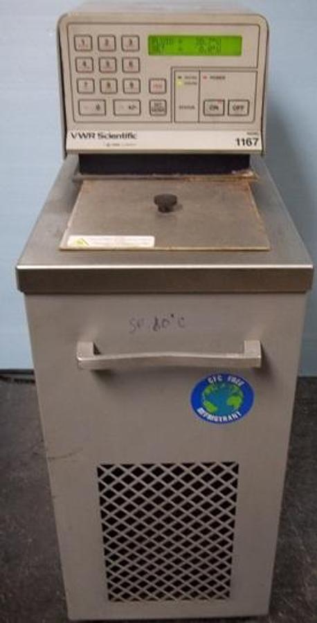Used QTY. 1. VWR SCIENTIFIC REFRIGERATED HEATING CONSTANT TEMPERATURE BATH. MODEL: 1167