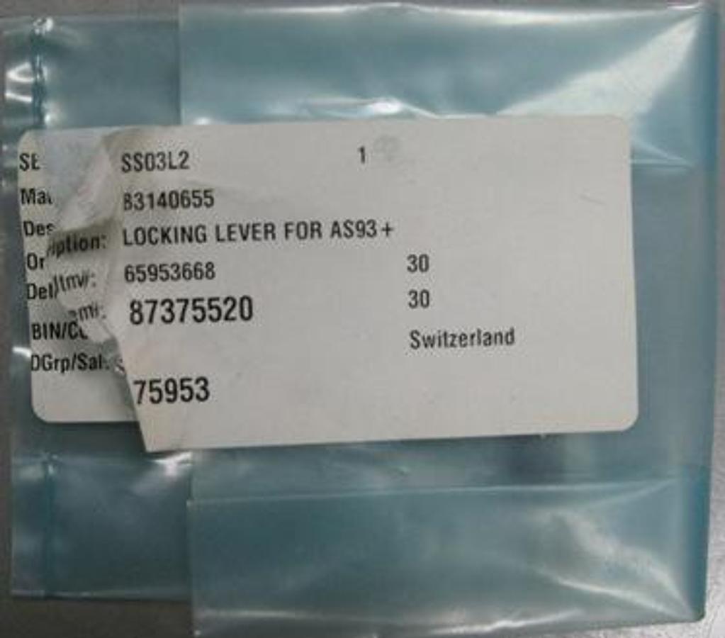 Used QTY. 1. PERKIN ELMER LOCKING LEVER FOR AS93+
