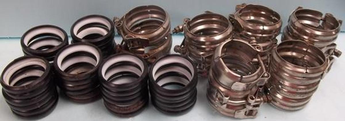 Used 2" BEAD TO BEAD GLASS PIPE CONNECTION FITTINGS WITH 18 SEALS.