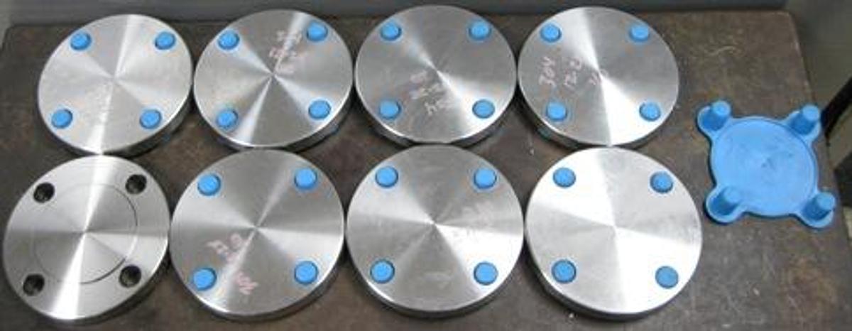 Used QTY. 8. CIRCLE XX 2" 150 RAISED FACE 304 STAINLESS BLIND FLANGE 2" 150 B16.5 SA182 F304L #554644 5/21 USA.