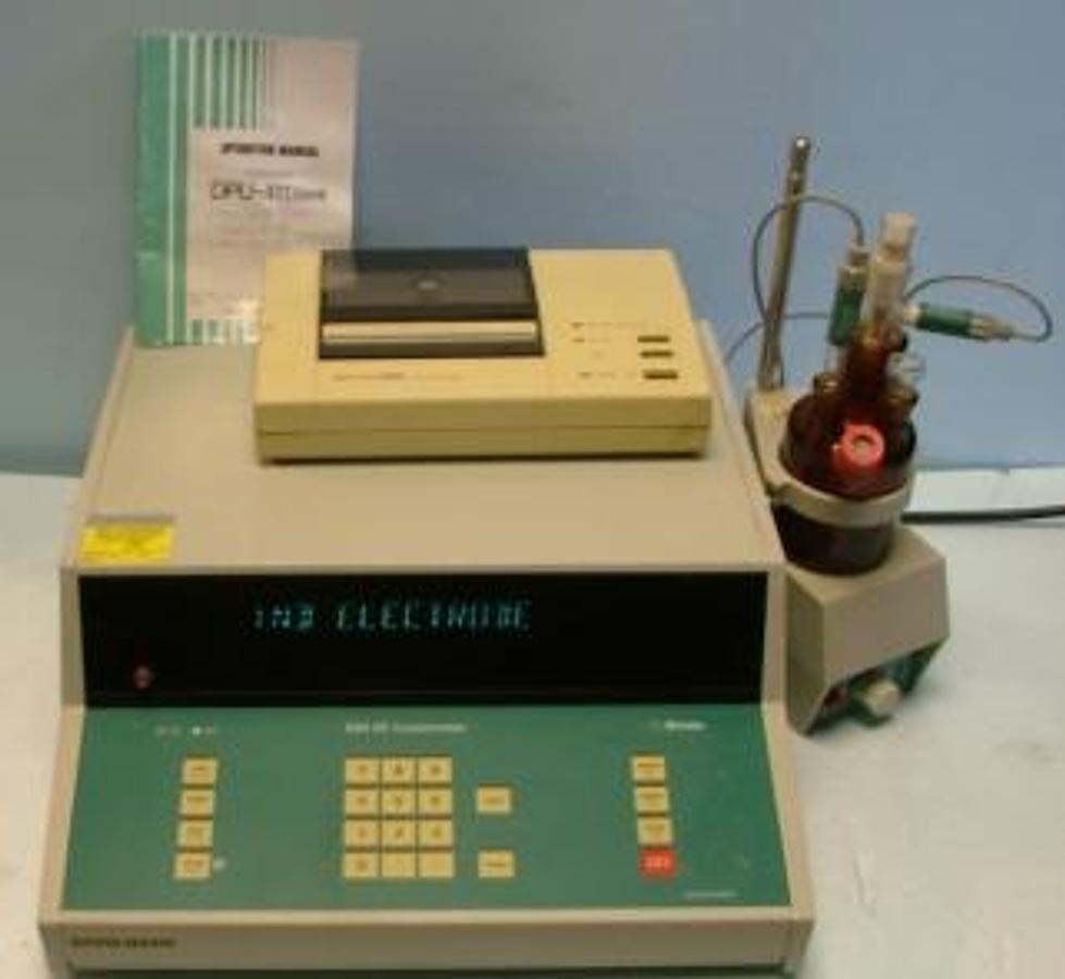 Used QTY. 1. METROHM 684 11-1944 COULOMETER WITH DPU-411 (TYPE 2) THERMAL PRINTER METER HAS 684 F CARD DP6-411