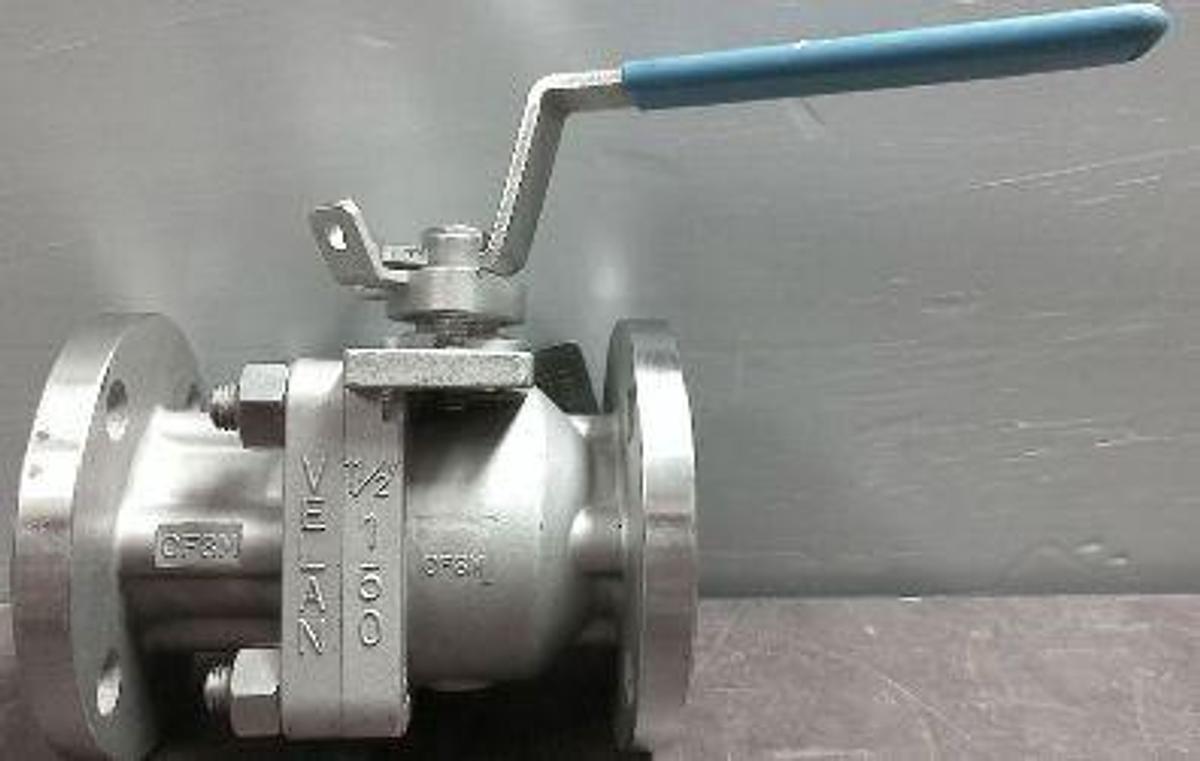 Used VELAN 1 ½" 150 CF8M RAISED FACE FLANGED BALL VALVE