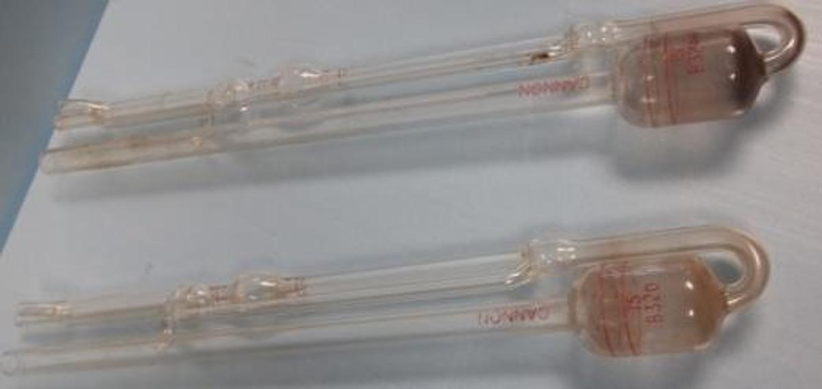 Used QTY. 2. CANNON-UBBELOHDE TYPE VISCOSITY METER TUBES ( VISCOMETER TUBES ). SIZE 75