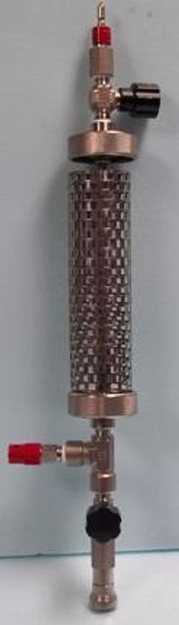 Used QTY. 1. STAINLESS STEEL PRESSURE VESSEL ENCLOSURE WITH 2. SWAGELOK SS-DKM4 VALVE WITH 1. SWAGELOK 316 PRESSURE RELIEF VALVE WITH 1. SWAGELOK FEMALE QUIK-CONNECT WITH 1. SWAGELOK MALE QUIK-CONNECT WITH 1. STAINLESS STEEL MESH SLEEVE.