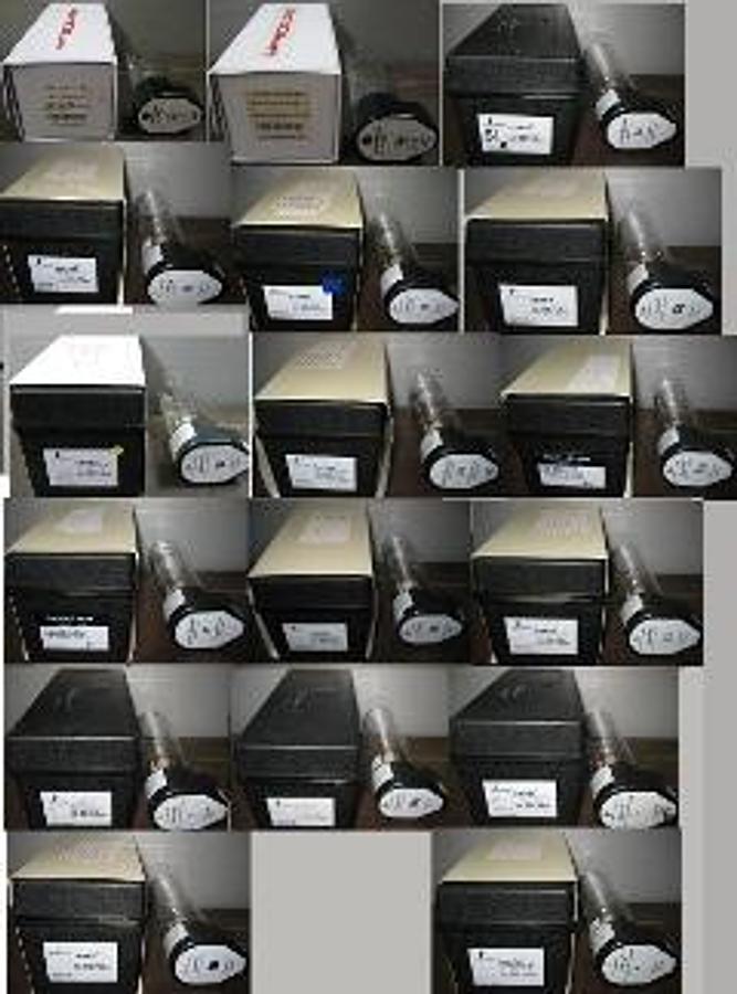 Used PERKIN ELMER AND PHOTRON ATOMIC ABSORPTION AA LAMPS CONSISTING OF: 1). PHOTRON HOLLOW CATHODE LAMP