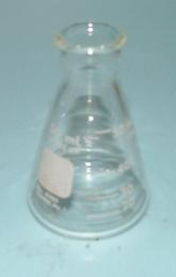 Used QTY. 1. PYREX #4980 50ML ERLENMEYER FLASK TAKES STOPPER #1.