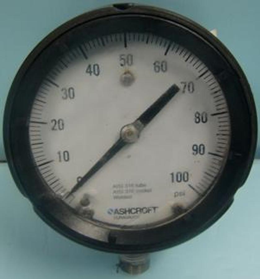 Used ASHCROFT DURAGAUGE AISI 316 TUBE AISI 316 SOCKET WELDED GAUGE READING 0-100 PSI.
