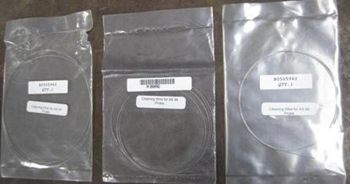 Used PERKIN ELMER CLEANING WIRE FOR AS 90 PROBE PART NO: B0505962.