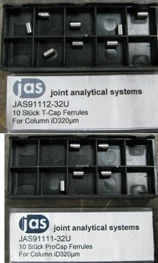 Used JAS JOINT ANALYTICAL SYSTEMS FERRULES T-CAP FERRULES