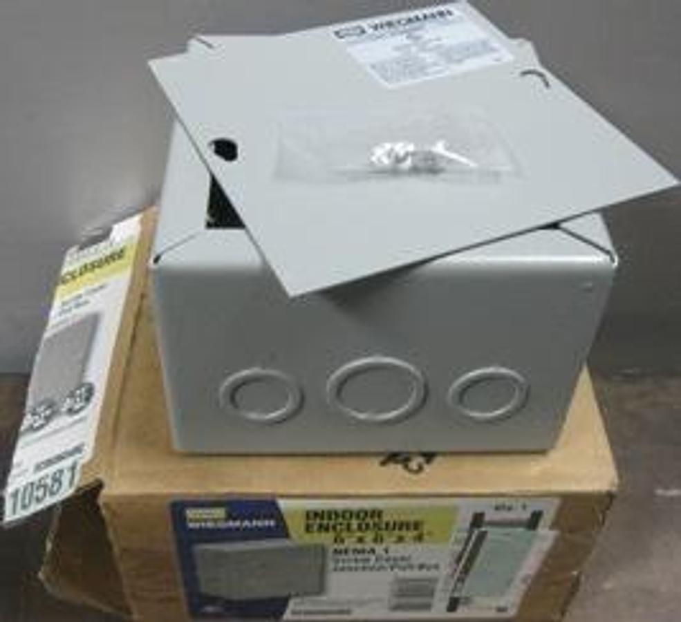 Used QTY. 1. HUBBELL WIEGMANN INDOOR ENCLOSURE 6"X6"X4" NEMA 1 SCREW COVER JUNCTION/PULL BOX-142P