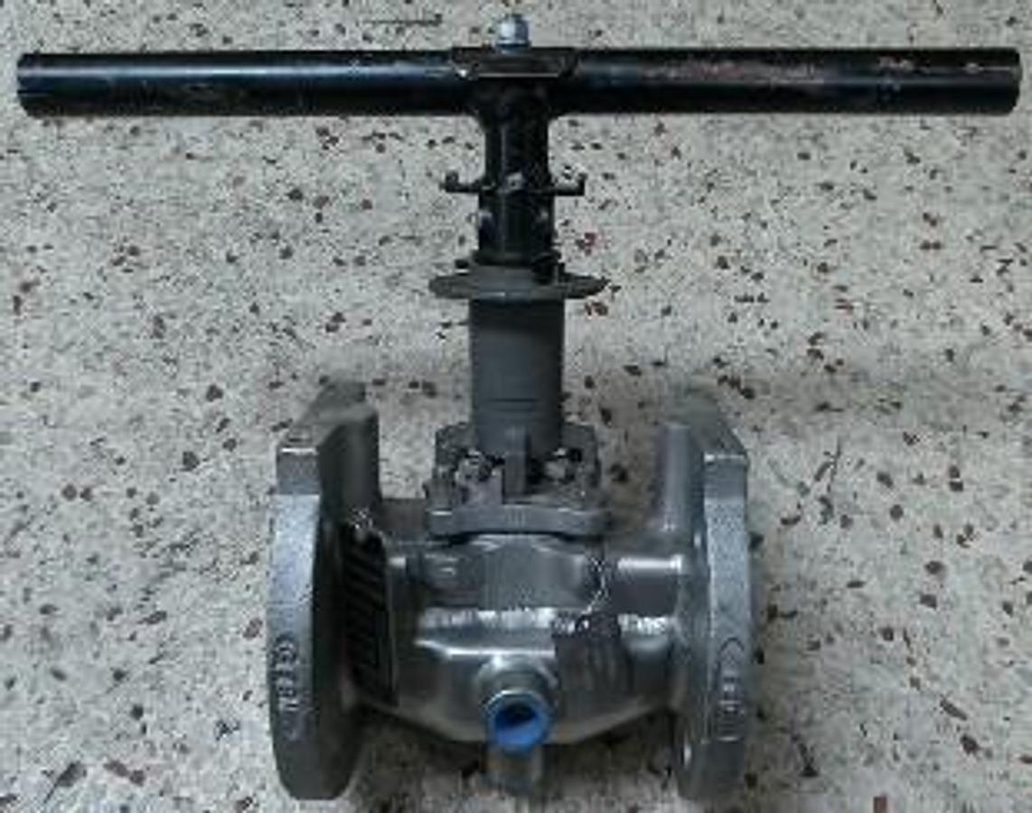 Used TUFLINE XOMOX CORP 2.5" X 1.5" X 2.5" 150 CF8M FLANGED RAISED FACE JACKETED SLEEVE PLUG VALVE EXTENDED BONNET