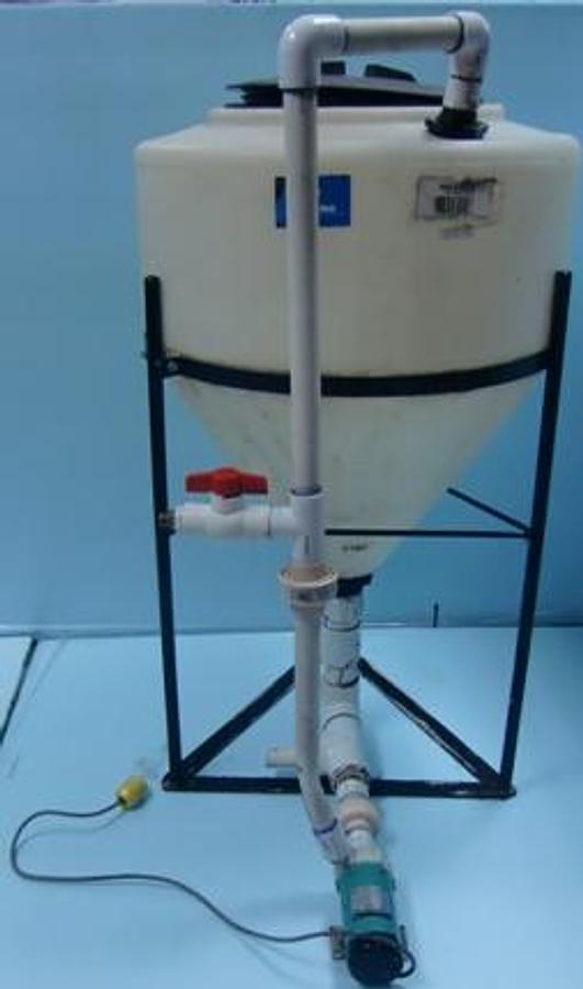 Used QTY. 1. ACE ROTO-MOLD A DIVISION OF DEN HARTOG INDUSTRIES INC. 30 GAL. WHITE PLASTIC INDUCTOR FULL DRAIN CONE BOTTOM TANK