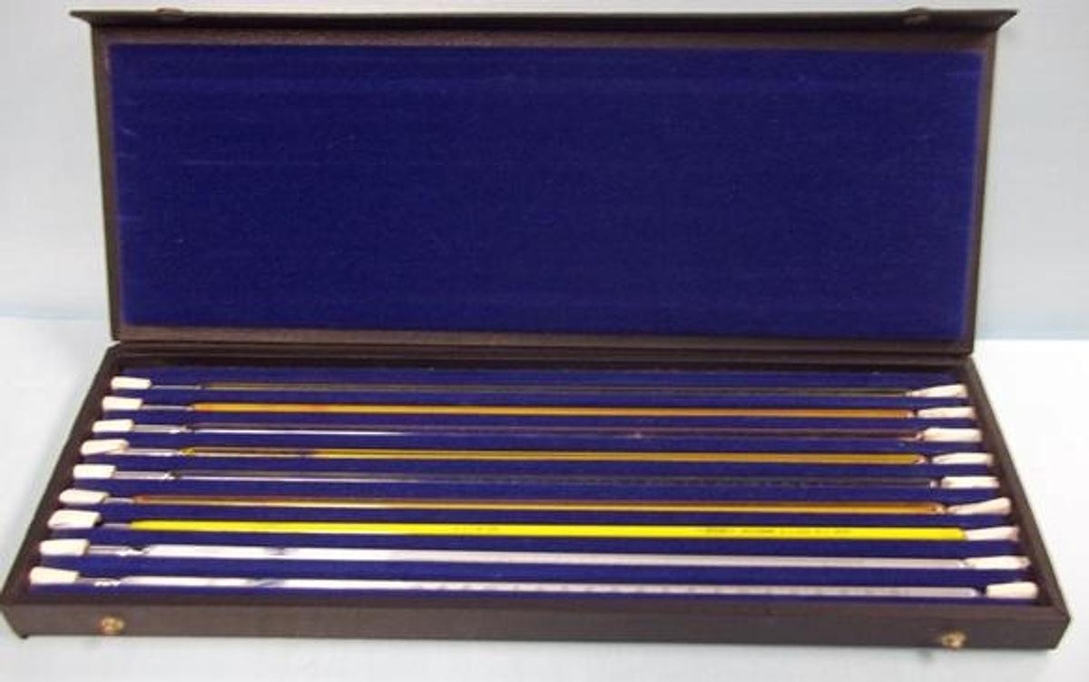 Used KESSLER SET OF 9 CERTIFIED ASTM 62F THREW 70F THERMOMETERS