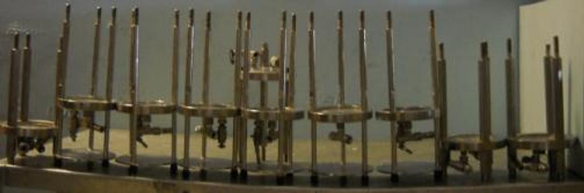 Used QTY. 10. ZERO HEADSPACE TCLP ( METHOD 1311 TOXICITY CHARACTERISTIC LEACHING PROCEDURE TUMBLER STANDS ONLY.