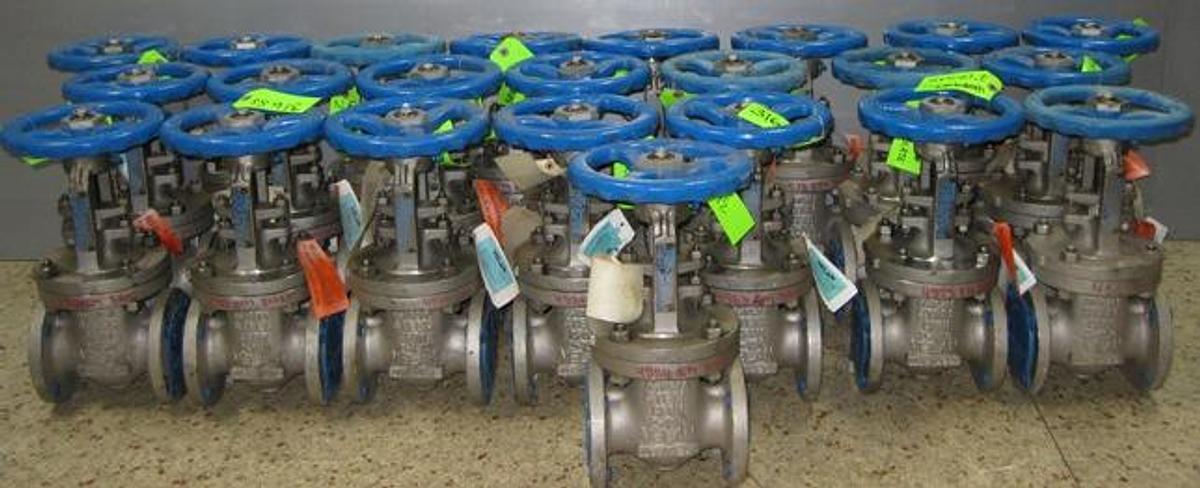 Used QTY. 17. VELAN 2" 150 RAISED FACE FLANGED CF8M GATE VALVES. HAND WHEEL OPERATED GATE VALVE