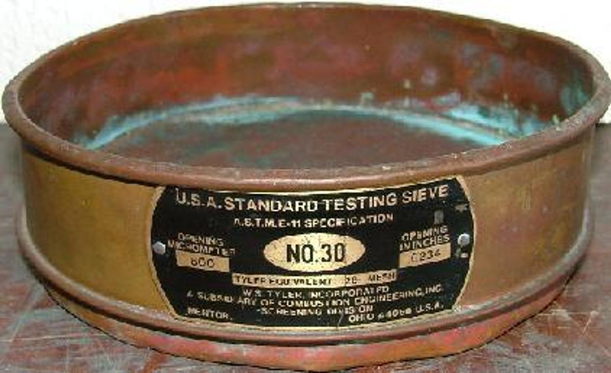 Used QTY. 1. W.S. TYLER INC. STANDARD TESTING SIEVE
