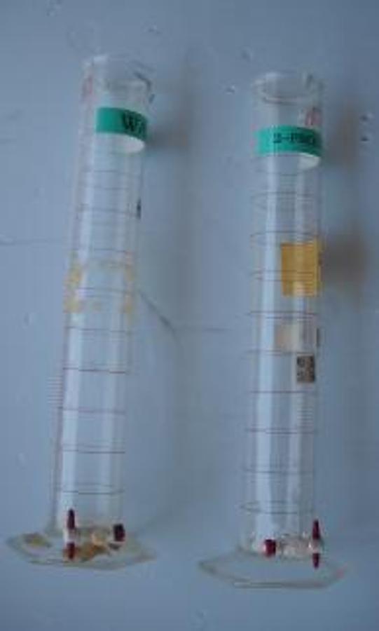 Used QTY. 2. LAB GLASS 1000ML GRADUATED CYLINDER WITH STOP COCK.