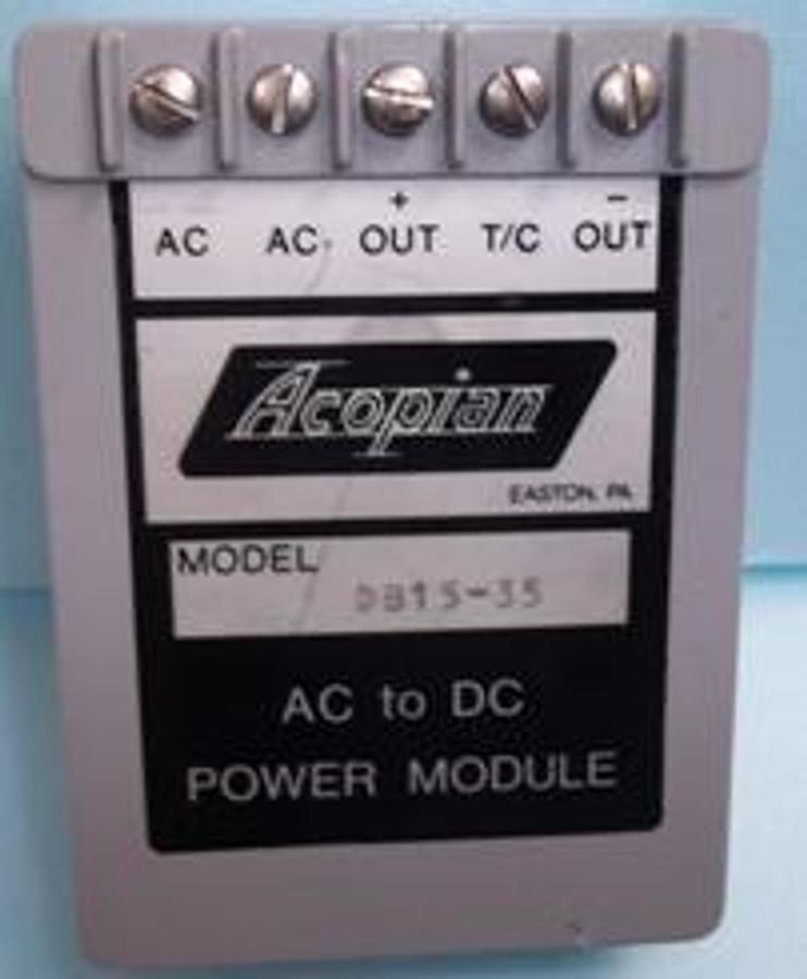 Used ACOPIAN AC TO DC POWER MODULE MODEL NO.: D815-35.