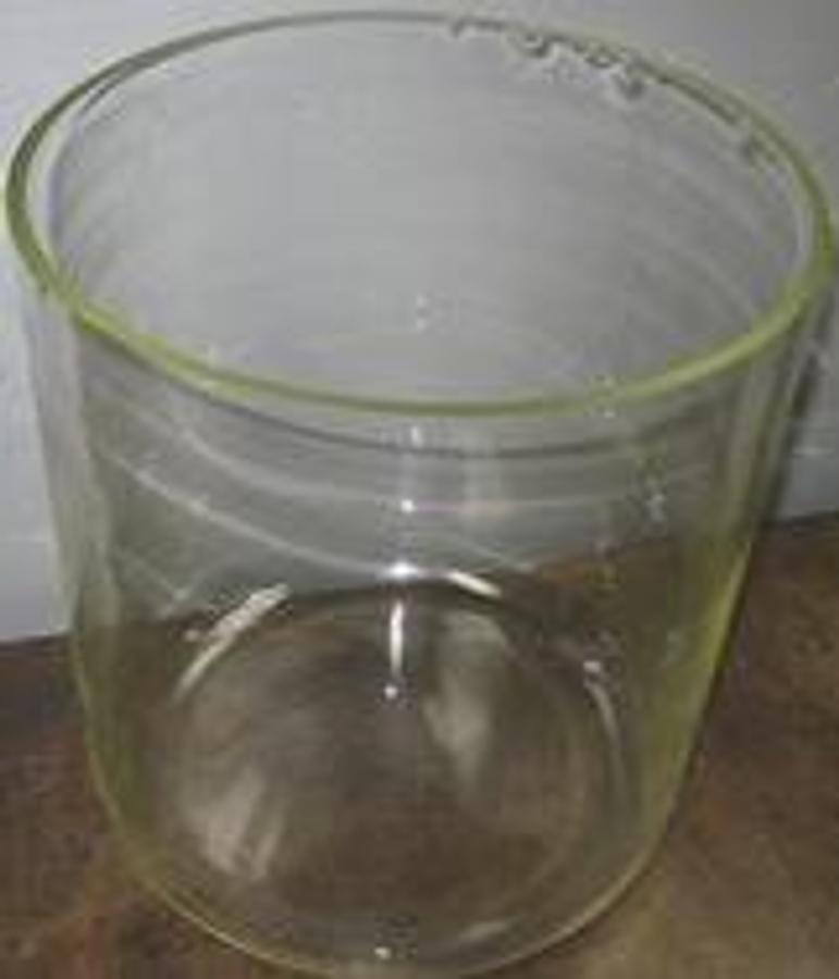 Used QTY. 1. CANNON VISCOSITY BATH CLEAR LAB GLASS JAR 12" WIDE X 13 ½" TALL. .