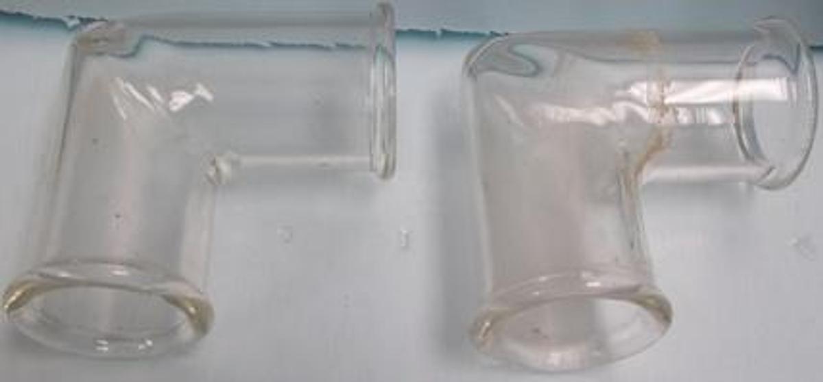 Used QTY. 2. PYREX GLASS 1 ½" 90 DEG. ELL GLASS DOUBLE TOUGH DRAIN LINE