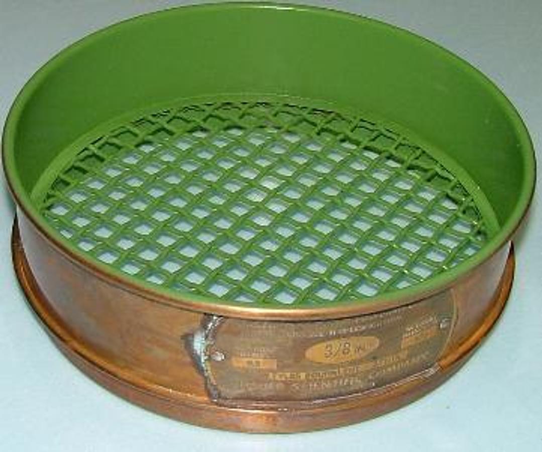 Used FISHER SCIENTIFIC CO. U.S.A. STANDARD TESTING SIEVE A.S.T.M.E-11 SPECIFICATION NO. 3/8IN. OPENING IN MM 9.5