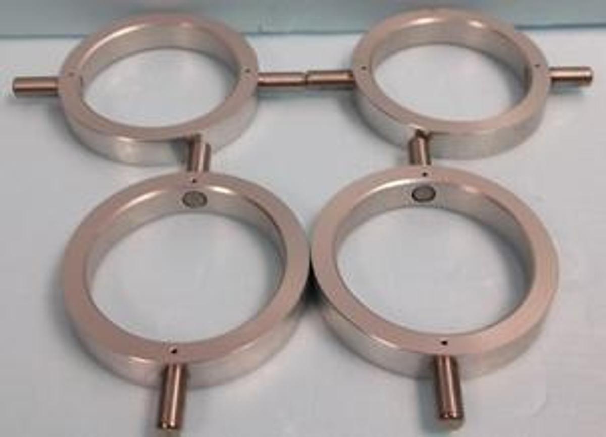 Used NO NAME NO #S ALUMINUM CENTRIFUGE BUCKET 4 3/8' X ½" 158.75 GRAMS.