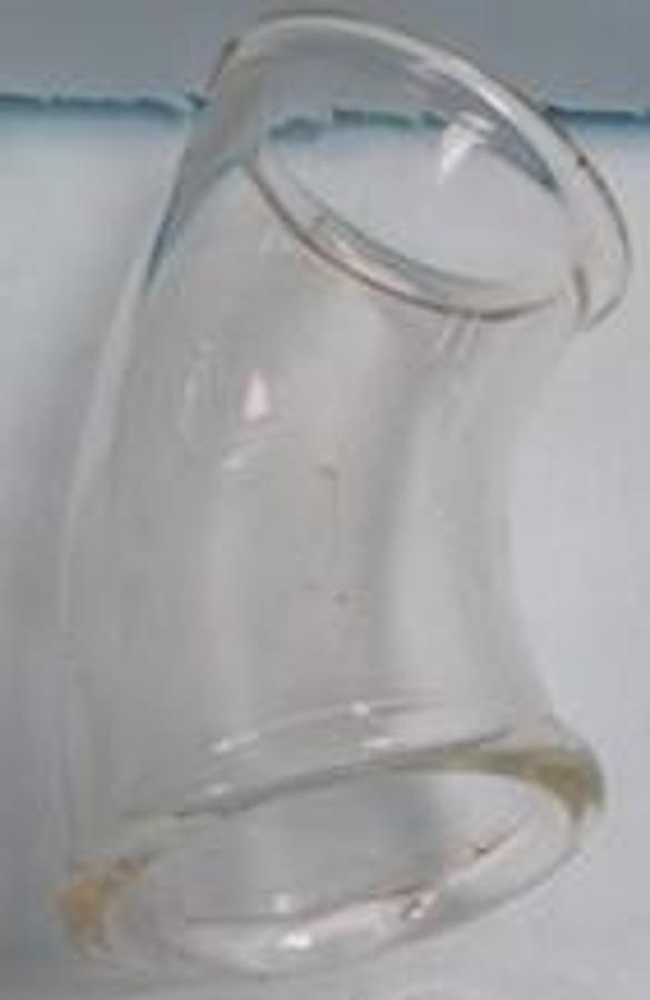 Used QTY. 1. PYREX GLASS 2" 45 DEG. GLASS FITTING BEADED ENDS.