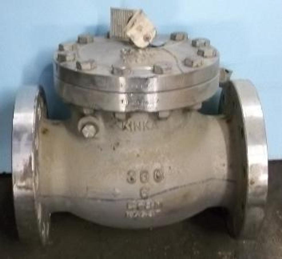 Used KINKA 6" 300 FLANGED RAISED FACE CF8M CHECK VALVE CF8M X2FF1 600-D-300-GA-6-0-R-12-G .