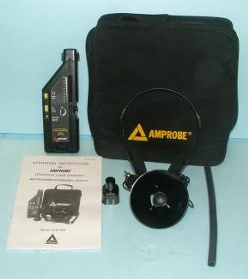 Used QTY. 1. AMPROBE ULTRASONIC LEAK DETECTOR MODEL ULD-300 WITH PARABOLA PB-1 ADAPTER TEA-1 TUBULAR EXTENSION TE-2 AND EARPHONES