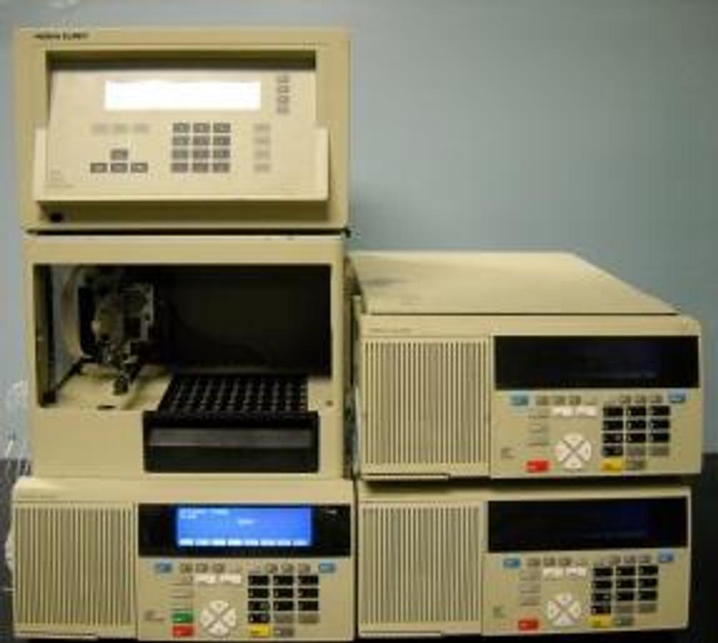 Used PERKIN ELMER LIQUID CHROMATOGRAPH SYSTEM CONSISTING OF: PERKIN ELMER 785A UV/VIS DETECTOR MODEL 785A/CORA