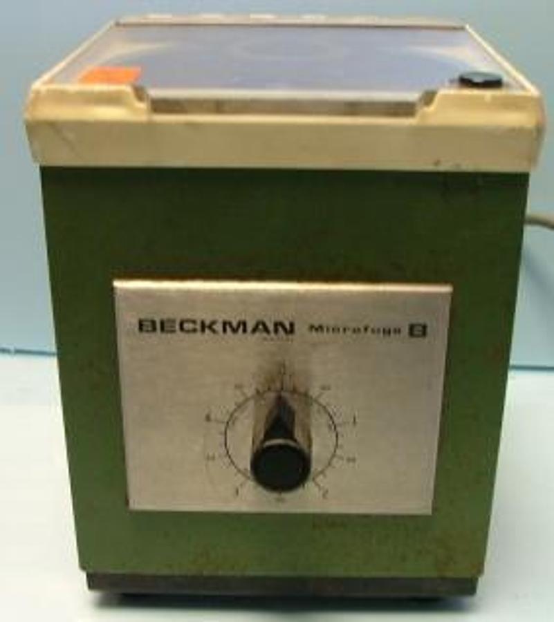 Used BECKMAN MICROFUGE B VOLTS 115 AMPS 1.65 HZ 60 CAT 338720 SERIAL 4933.