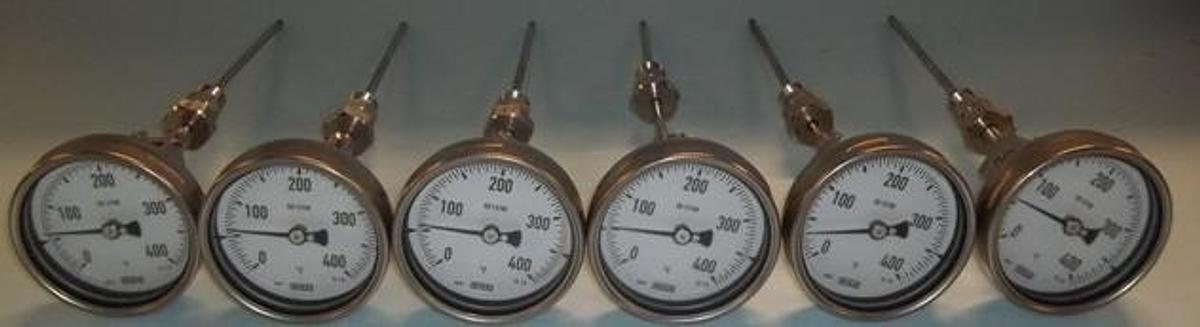 Used QTY. 6. WIKA 9" STAINLESS STEEL STEM THERMOMETER