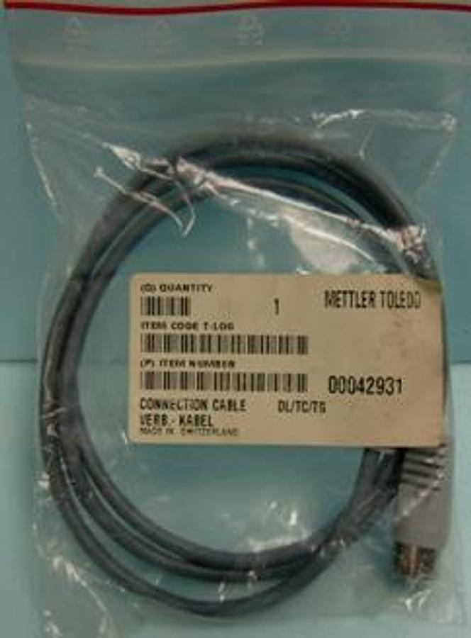 Used QTY. 1. METTLER TOLEDO CONNECTION CABLE DL/TC/LG ITEM CODE T-LOG ITEM NO. 00042931.