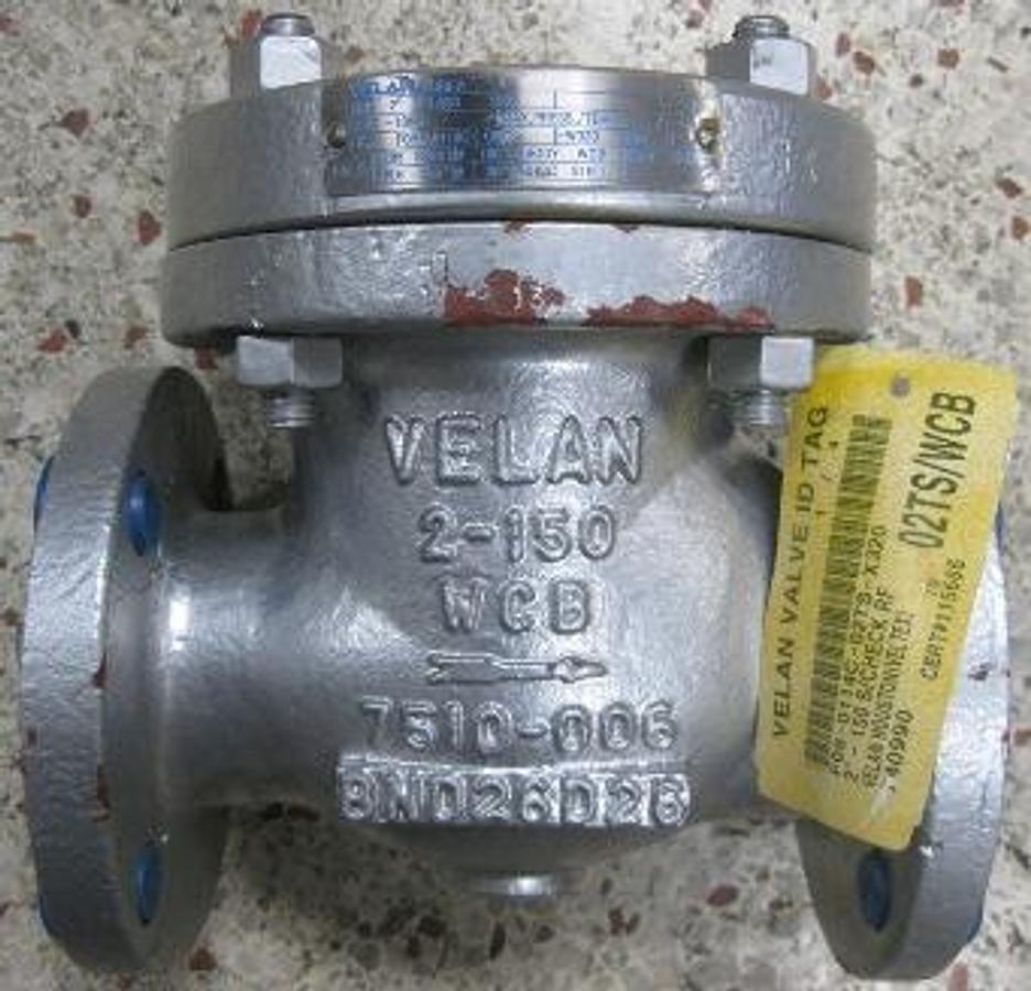 Used QTY. 1. VELAN 2" 150 WCB FLANGED RAISED FACE CHECK VALVE 7520-003